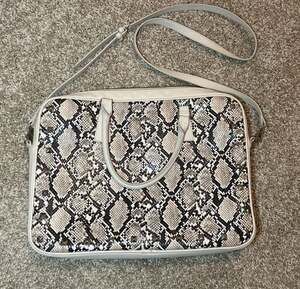 White House Black Market Snakeskin Print Studded Laptop Bag with Crossbody Strap